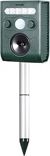 [Maxkon] Ultrasonic Animal Pest Repellent Solar Battery Powered Outdoor with Loudspeaker Double Charge Green