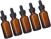 Healvian 5Pack Refillable Amber Bottles with Dropper for Essential Oils DIY Perfumes and Aromatherapy Blends Durable Easy to Use for Handmade