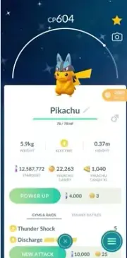 Shiny Pikachu ( Lucario Hat ) Pokemon Trade Go