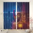 Rotating Notes City Dim 3D Curtain Blockout Photo Printing Curtains Drape Fabric