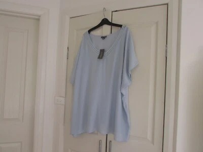 Ladies Blouse Plus Size 26 Autograph Short Sleeves Light Blue Viscose