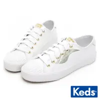 在飛比找蝦皮商城優惠-【Keds】CREW KICK 金Logo皮革綁帶休閒小白鞋