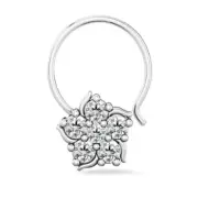 0.50Ct Round Cut Lab Created Diamond Piercing Nose Pin 14k White Gold Plated