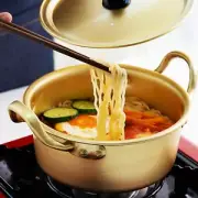 Korean Ramen Noodle Pot Korean Yellow Aluminum Stockpot Instant Noodles Pot 16cm