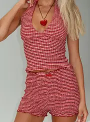 Sugarplum Micro Shorts Red Check