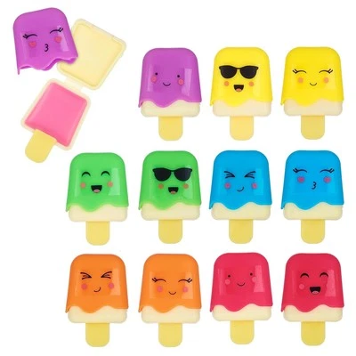 Expressions 12pc Pucker Pop Novelty Lip Gloss Set - Girls Cosmetics Mini Popsicl