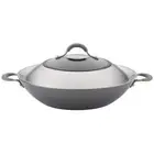 Circulon Wok 14"Dia Gray Hard-Anodized Nonstick Glass Lid Side Handles Oven Safe