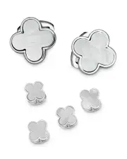 Jan Leslie Sterling Silver & Mother-of-Pearl Clover Stud Set