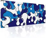 Navy Blue White Mouse Pad Anime Cool Geometric Japanese Extended Desk Mat 80X30 cm Non-Slip Rubber Base Stitched Edge Large XL Mousepad for Desk Gaming Laptop Desktop,31.5×11.8 Inch