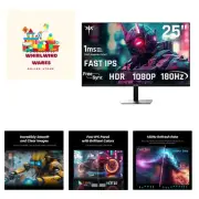 24.5'' Gaming Monitor, FHD 1080P 180Hz Fast IPS 128% sRGB Frameless Computer ...