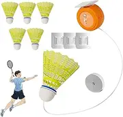 BEANPRECOY 6PCS Badminton Rebound Trainer, Self Study Badminton Single-Player Rebound Trainer, Portable Badminton Trainer, Adjustable Badminton Trainer with Elastic Cords for Kids Adult (No Rackets)
