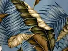 22" Tropical Barkcloth Fabric CHAIR SEAT/BACK SLIPCOVER Zipper~Banana Leaf-Slate