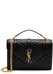 Saint Laurent Envelope Medium Shoulder Bag, Leather Bag, Black One Size