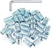 FUNCYboo 40 Pcs Threaded Insert, 1/4"-20 x 15mm Wood Inserts Bolt Screw in Nut Fastener Connector Furniture Screw for Wood Furniture (with 1/4" Allen Wrench)