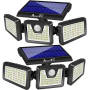 Solar Motion Sensor Lights, 2 Pcs, High Brightness Outdoor Security, IP65