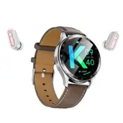 Brown Leather Strap 2 in 1 Smart Watch Bluetooth Headset 1.39 Inch Touch Sports Wristband Monitor