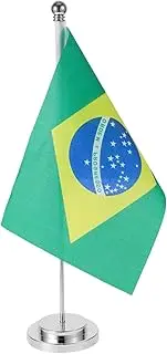 OFFSCH Brazil Desk Flag Stand Polyester Easy to Clean Compact Table Flag for Home Hotel Restaurant Display