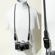 Black / Silver 42" Dynamic Rope Camera Neck Strap 7mm Slim w/Peak Design Anchors