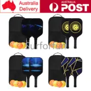 2x Glass Fibre Pickleball Paddle Pickle Ball Racket With 4 Balls Set