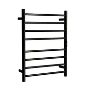 Hotwire 80W 700 x 530mm Gun Metal 8 Bar Flat Round Heated Towel Rail with Timer