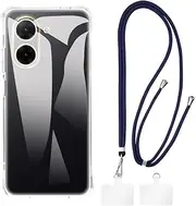 Shantime Case and Crossbody Lanyard Set Compatible with Xiaomi Redmi A5 4G NFC 173MM, Adjustable Anti Theft Neck Strap with Metal Buckles and 2 Patches(Clear Case + Blue Lanyard)
