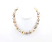 Colorful Baroque Pearl Necklace, Multicolor, Lustrous Pearls, Statement Jewelry