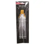5pc Jasart Gold Taklon Acrylic/Watercolour Painting Wooden Flat Brush Set SLVR