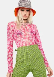 [The Ragged Priest] Highway Floral Mesh Crop Top