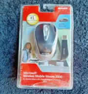 Microsoft Wireless Mobile Mouse 3000 PC & Mac Tilt Wheel USB Silver/Black New!