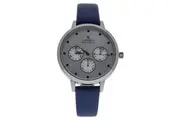 CRB013 La Basic - Silver/Blue Leather Strap Watch by Charlotte Raffaelli for Women - 1 Pc Watch
