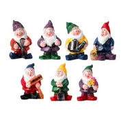 7Pcs Mini Gnome Statue Miniature Resin Statues for Table and Garden Ornaments Outdoor