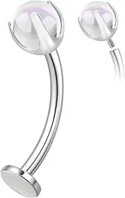 [Dvehdbay] Titanium Belly Button Rings - Floating Navel Piercing Jewelry, Navel Jewelry for Women, Curved Barbell Navel Rings, Long Bar Belly Button Rings, Floating Navel Piercing Jewelry Titanium for Women