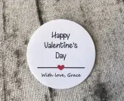 24x 4cm Round White Paper Happy Valentine's Day Stickers Personalised Gift Label