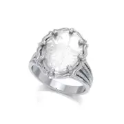 Tree of Life 925 Sterling Silver Ring Fine Jewelry Genuine White Quartz