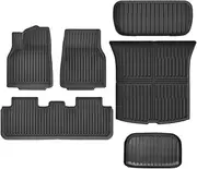Compatible for Tesla 2025 New Model Y Juniper Floor Mats Cargo Liners All Weather TPE Floor Mats Trunk Backrest Mats Accessories(FT 6PCS,LHD)