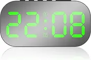 blackonvlm Digital Alarm Clock Mirror,Digital Alarm Clock for Bedroom, 3 Level Dimmable Digital Clock,USB and Type-C Charging Ports for Home Bedside (White)