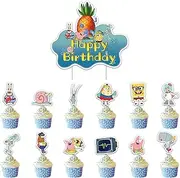 Sponge Cake Decoration 49 Pieces Cake Decoration Cake Topper Cupcake Topper for Children, Girls, Boys, Birthday Cake Decoration