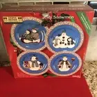Debbie Mumm Jolly Snowmen 4 Salad Plates 8 1/4" New In Box