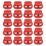 0.8x0.9" Cord Locks, 100 Pack Double Hole Spring End Toggle Stopper, Red