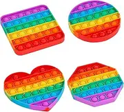 KICOSOADT Pop it, popit XXL Toys, Rainbow Plopper Toy, Push Pop Bubble Fidget Sensory Toy for Children and Adults, Fidget Popper Stress Reliever (4 Packs)