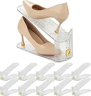 degcicx Shoe Slots Organizer,Adjustable Shoe Stackers,10 Pack Shoe Space Savers,Double Layer Shoe Riser Shoe Slot,Shoe Storage Holder for Closet,Transparent