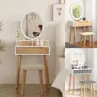 Make Up Dressing Table Set Vanity Table Desk w/ Drawers LED Lighted Mirror Stool