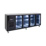 Williams Cameo - Four Door Black Colorbond Hydrocarbon Under Counter Display Refrigerator