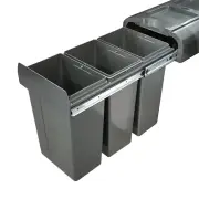 30L Triple Slide Out Concealed Waste Bin - Slim Profile - for a 300mm Cabinet - Left Side Mounted