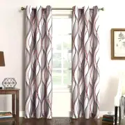 Intersect Grommet Curtains Coral Nickel Gray White 48W" x 84"L