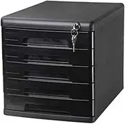 Secure Key Lock File Cabinet for Office Storage with 5 Drawers to Organize Documents and Files Efficiently 14.1 x 10.5 x 10.2 inches (36.1 x 27.1 x 26 cm), Black
