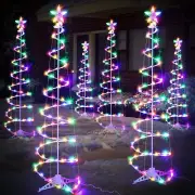 Macarrie 6 Pcs Spiral Christmas Tree Lights 3 ft 4 ft 6 ft Tall Outdoor Light...