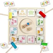 Matching Chess Game | Wooden Board Game | Educational Activities with 96 Cards 3 Dice 4 Suction Sticks, Learning Toy for Kids Ages 4+