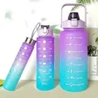 3pcs Motivational Water Bottle BPA Free Bottle with Straw Time Tracker Gym