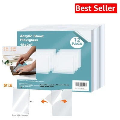 Durable Acrylic Sheets 18x24'' - 12-Pack, Perfect for Frames & DIY Applications